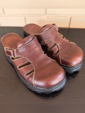 Vintage MIA Clog Platform Chunky Shoes Sandals 90s Y2K Chunky Sole Leather Sz 8